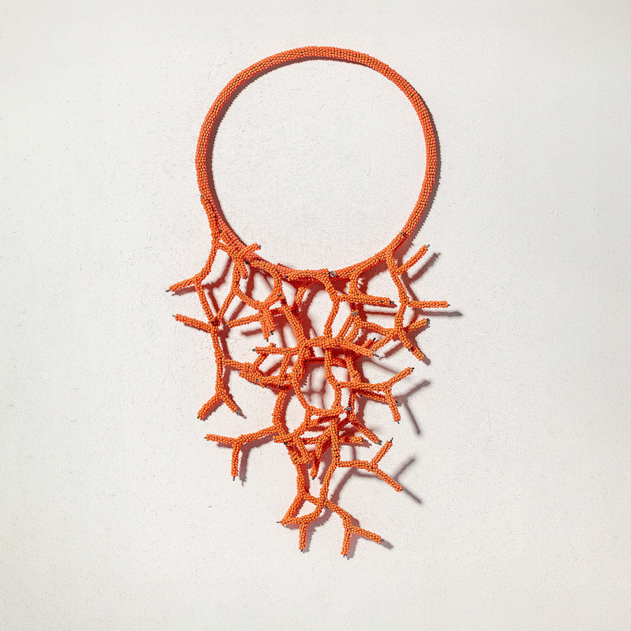 CORAL - Collana corallo in conterie vintage
