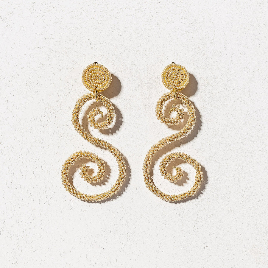 FLORA - Gold pendant earrings in vintage beads