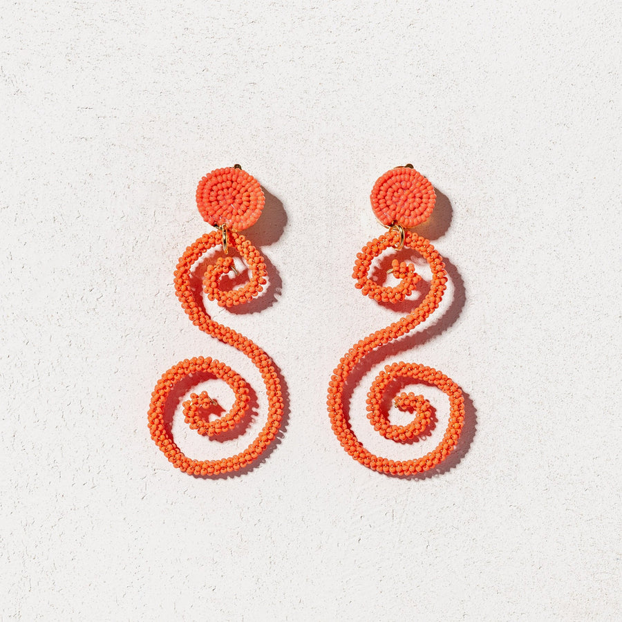 FLORA - Salmon drop earrings in vintage beads