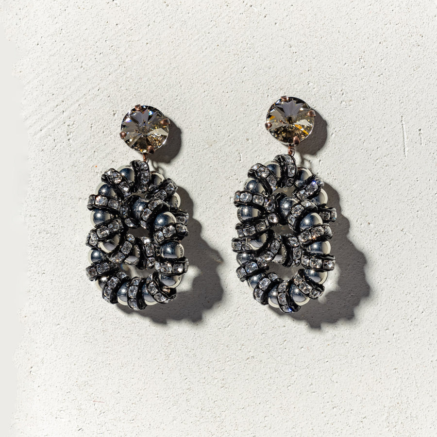 LOVE CHAIN - Orecchini catena gun metal