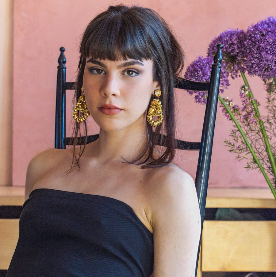 LOVE CHAIN - Orecchini catena gun metal