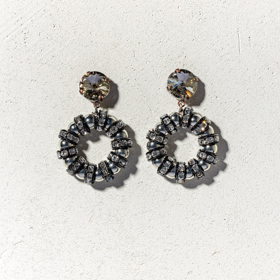 LOVE CHAIN - Orecchini catena gun metal