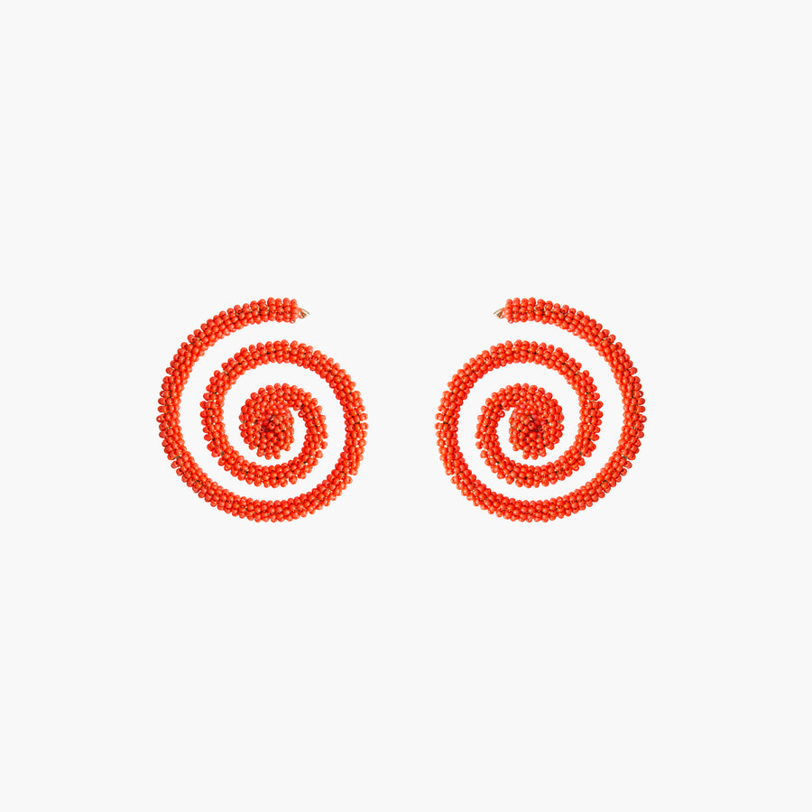 FLORA - Salmon spiral earrings in vintage beads
