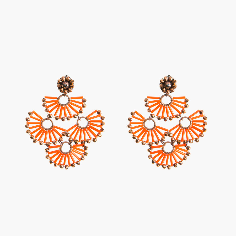 PIVA - Orange chandelier earrings in vintage pivette