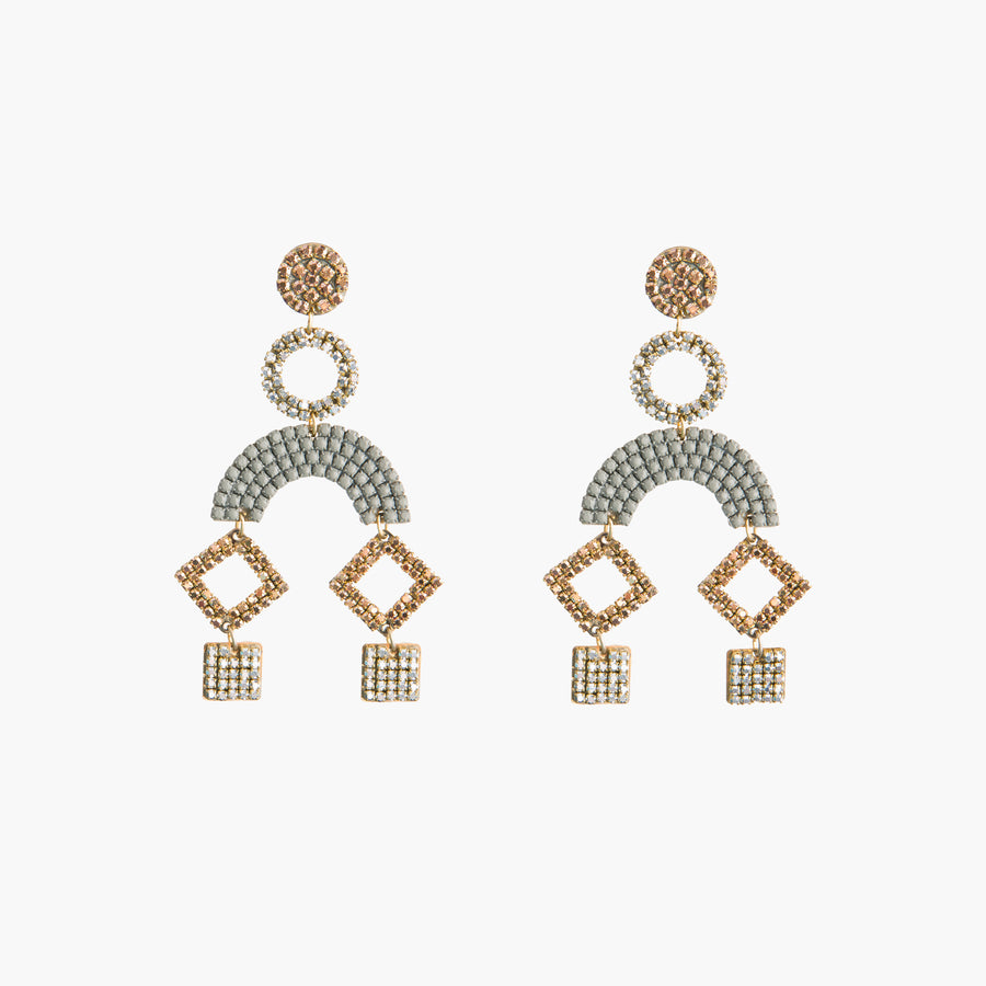 MAYA - Gold crystal pendant earrings